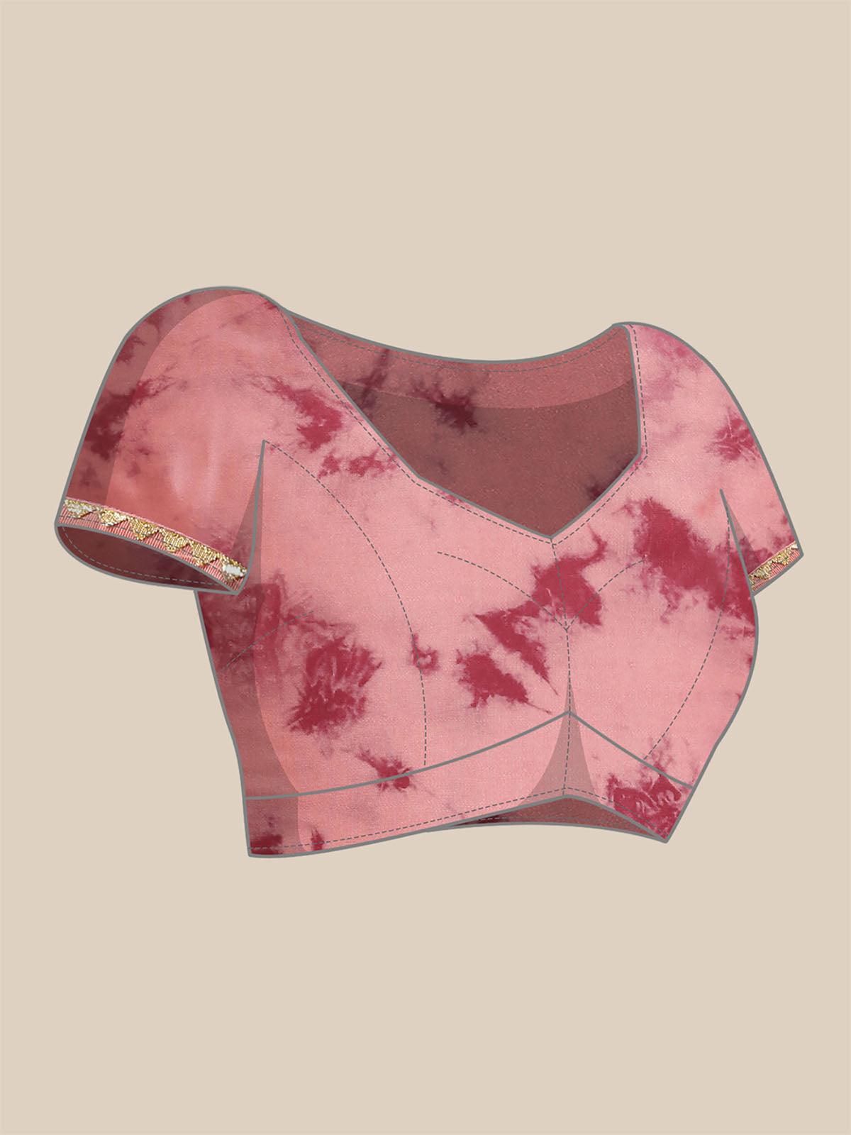 Liva Pink Digital Print Saree With Blouse Piece - Odette