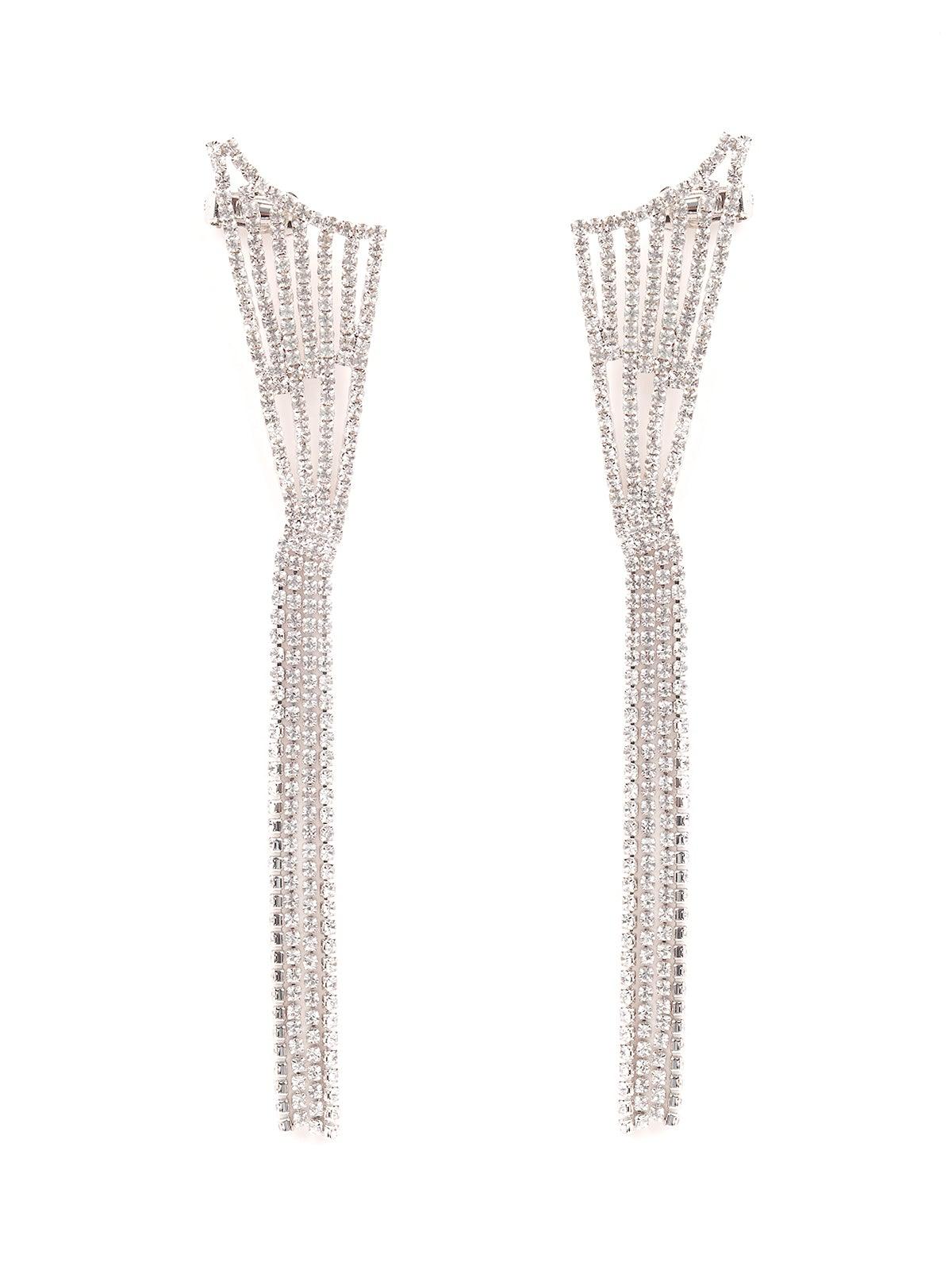 Long Crystal Drop Embellished Earrings - Odette