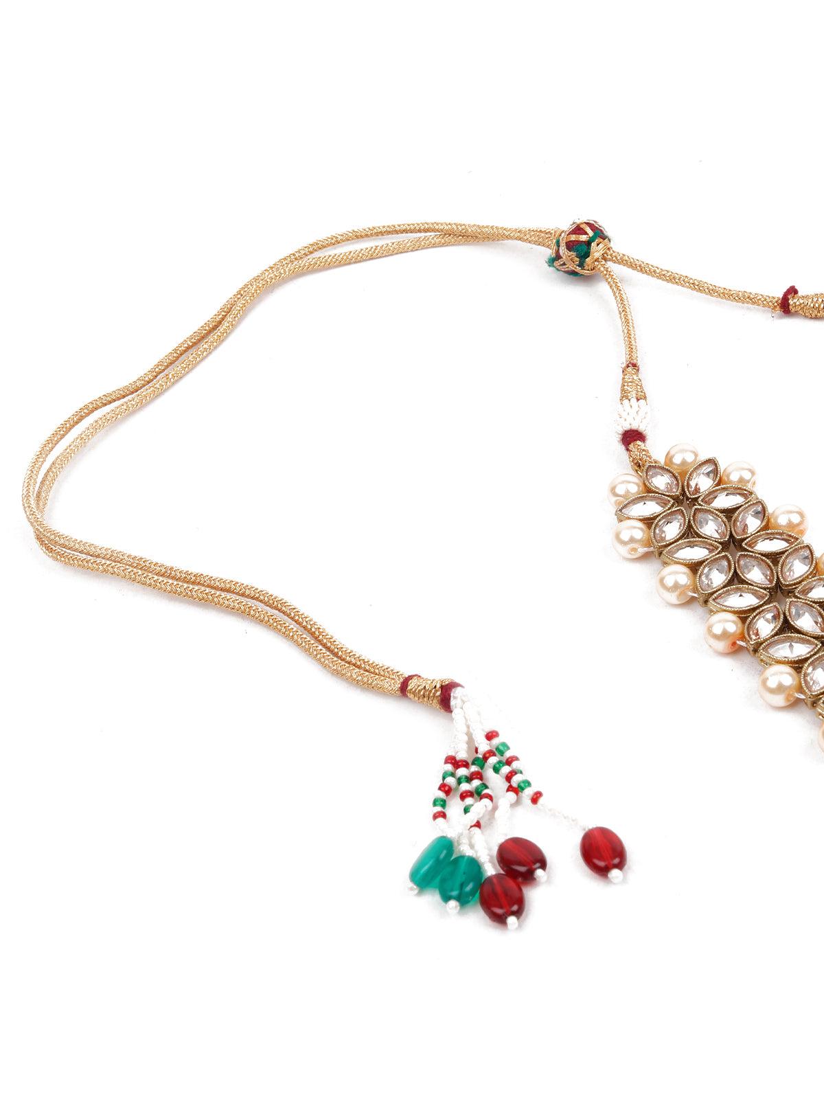 LOVELY GOLD AND RED LONG NECK PIECE - Odette