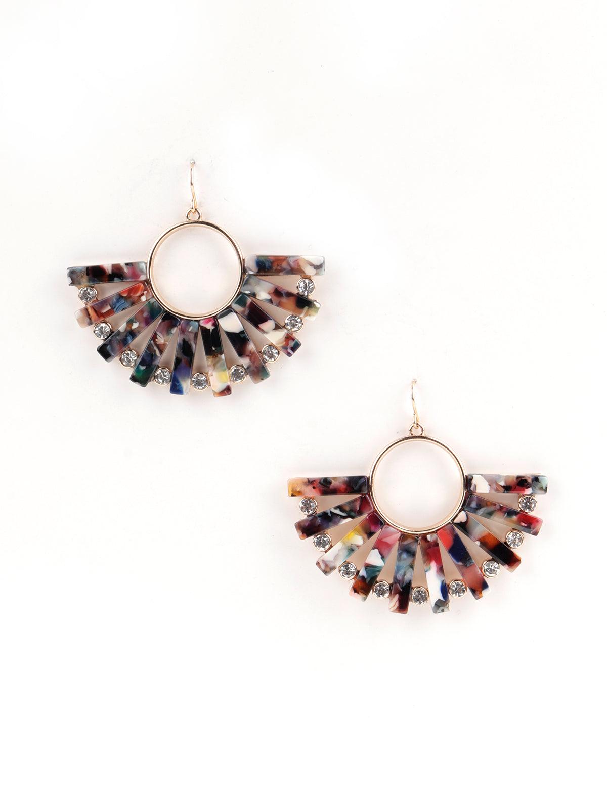 Lovely Multicolour Acrylic Spoke Design Dangle Earrings - Odette