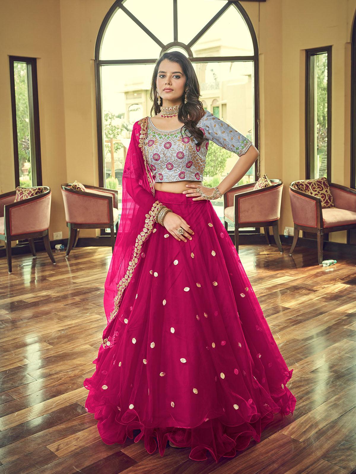 Buy Magenta Heavy Net Designer Lehenga Choli – Odette
