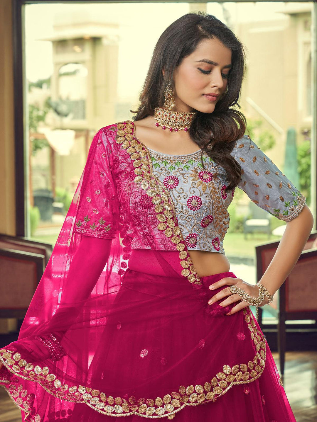 Magenta lehenga online best sale