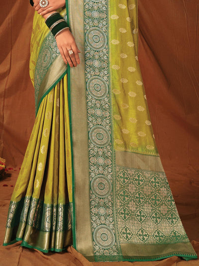 Mahendi Silk Heavy Jari Wevon Designer Saree - Odette