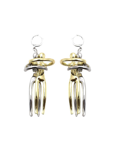 Man-Woman Dancing Silver-Gold Tone Earrings - Odette