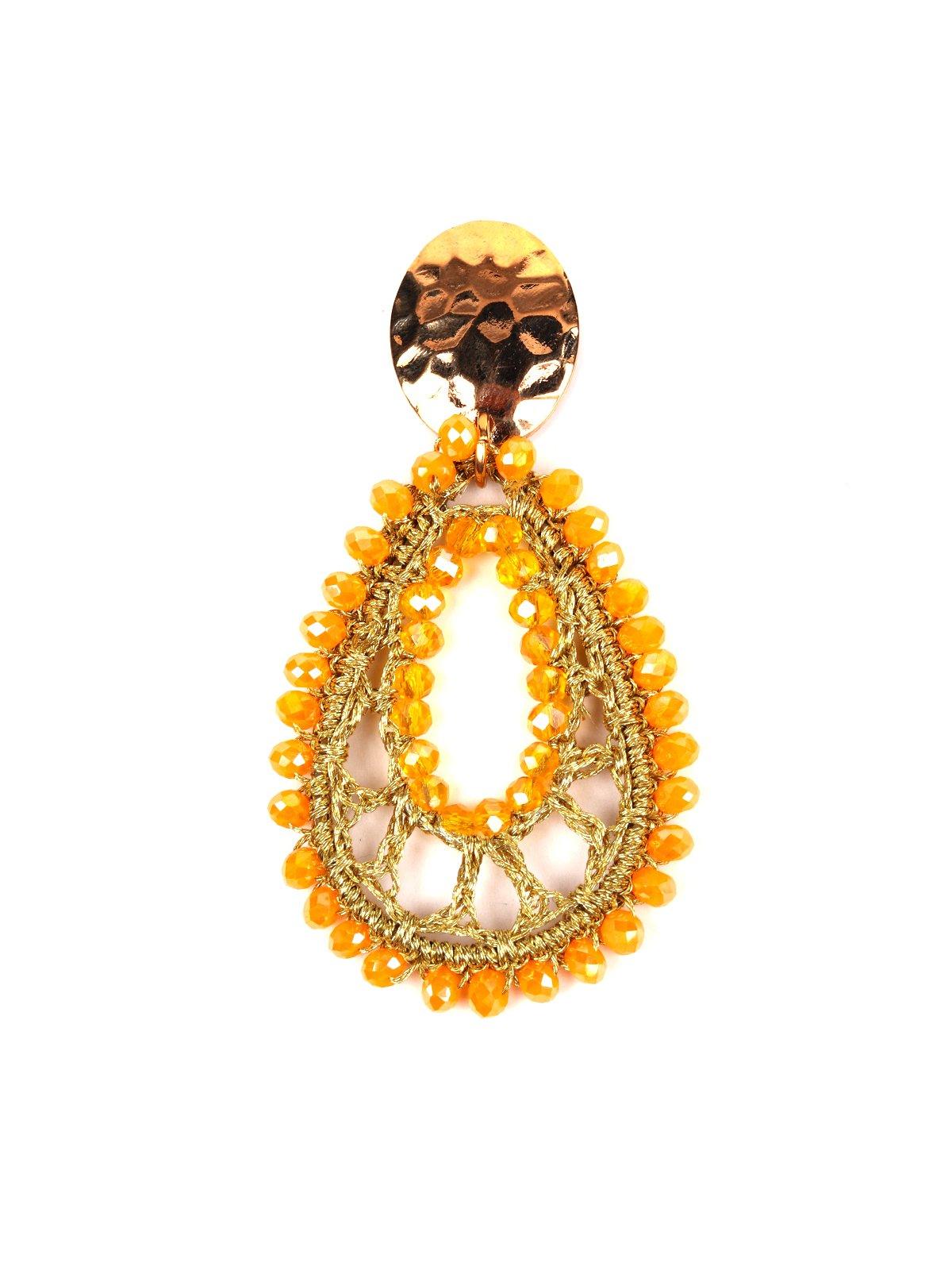 Mango yellow beaded teardrop earrings - Odette