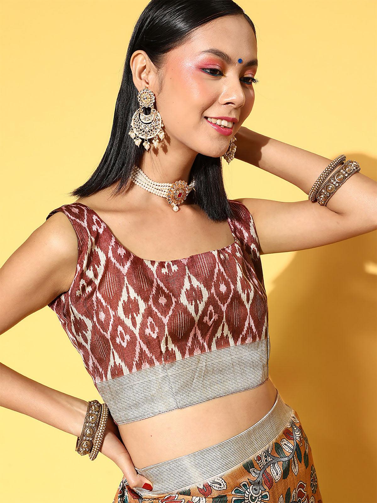 Manipuri Silk Mustard Printed Designer Saree With Blouse Piece - Odette