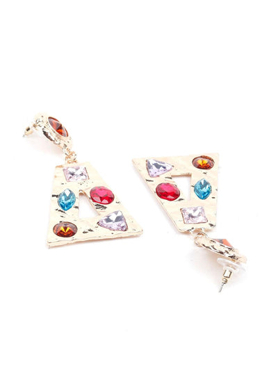 Marble effect gemstone embellished drop earrings - Odette