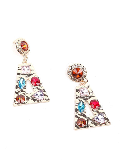 Marble effect gemstone embellished drop earrings - Odette
