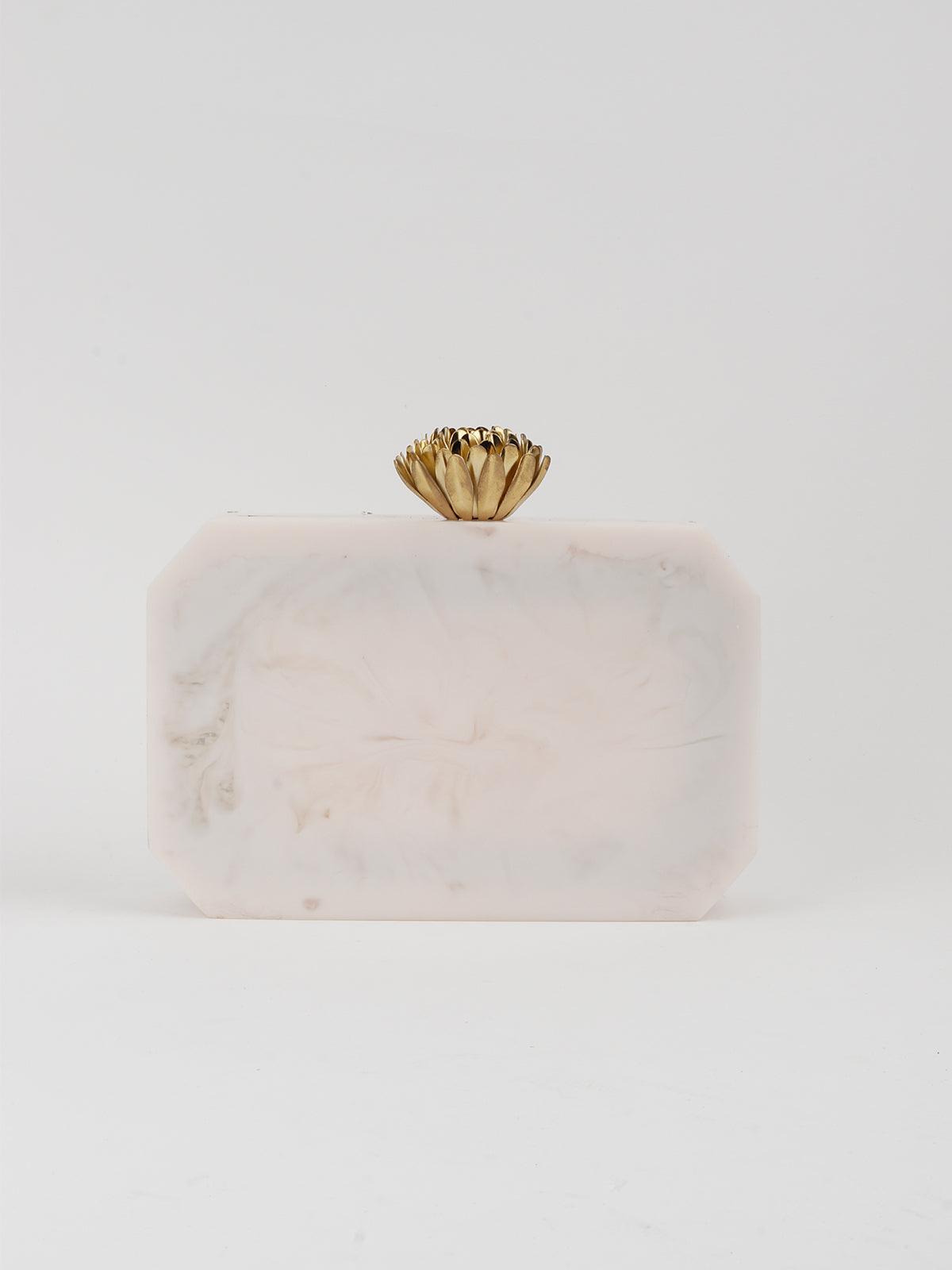 Marble White Shade Resin Clutch! - Odette