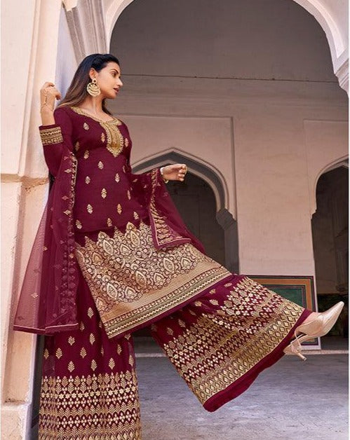 Maroon Suit Sets: Buy Maroon Salwar Suits Online in India @Best Price |  Aachho