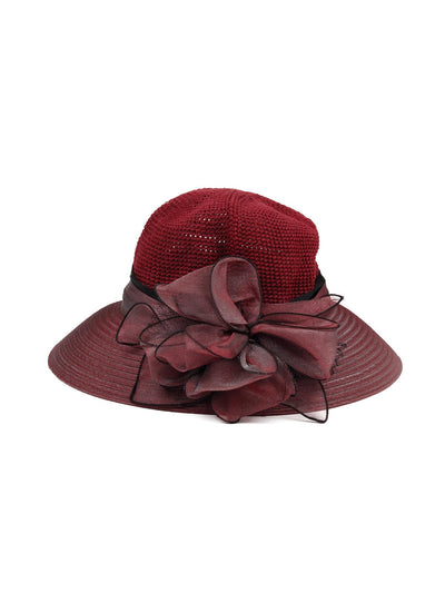 Maroon gorgeous netted floral hat - Odette