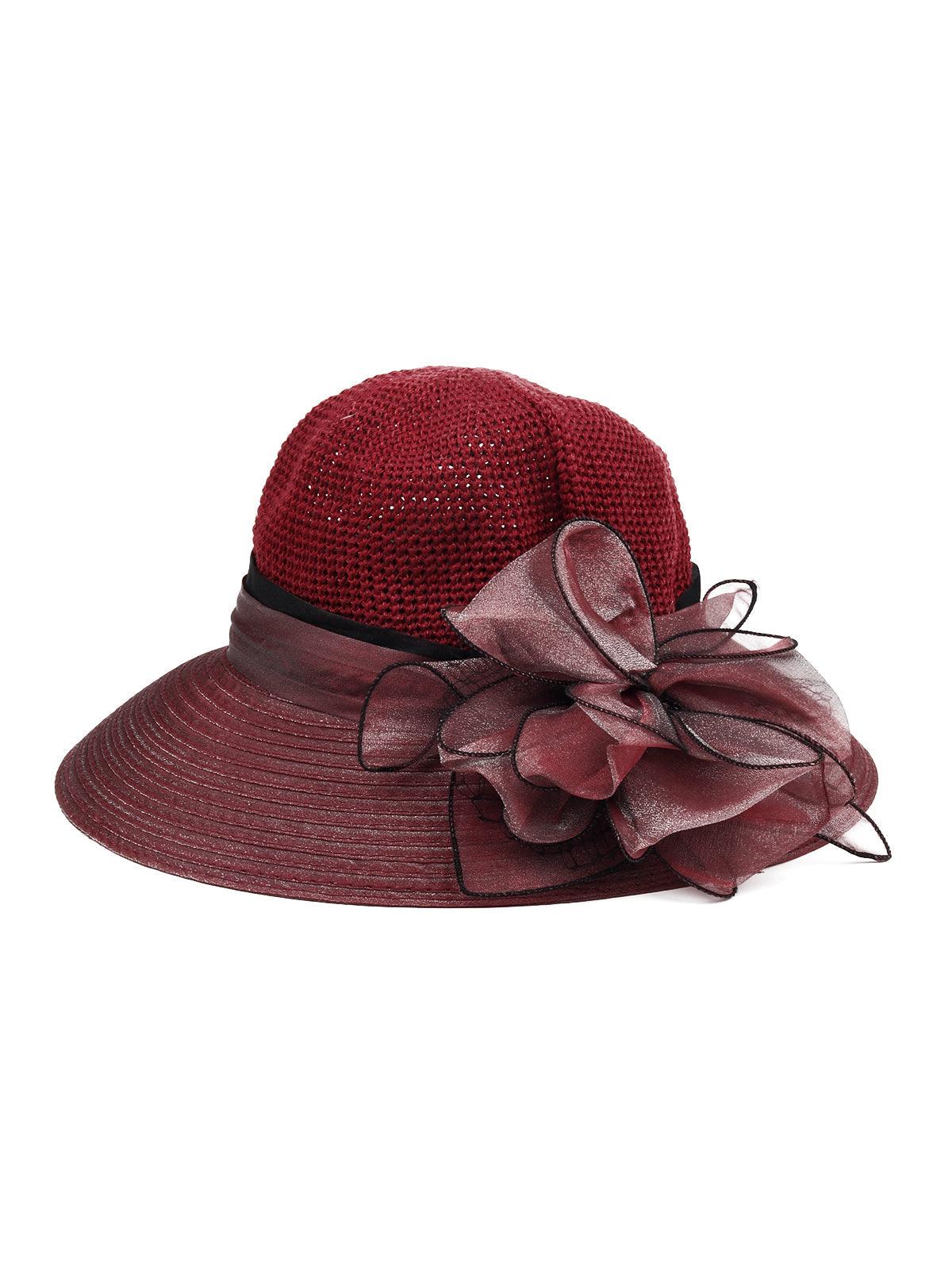 Maroon gorgeous netted floral hat - Odette