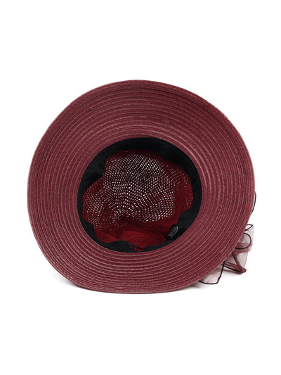 Maroon gorgeous netted floral hat - Odette