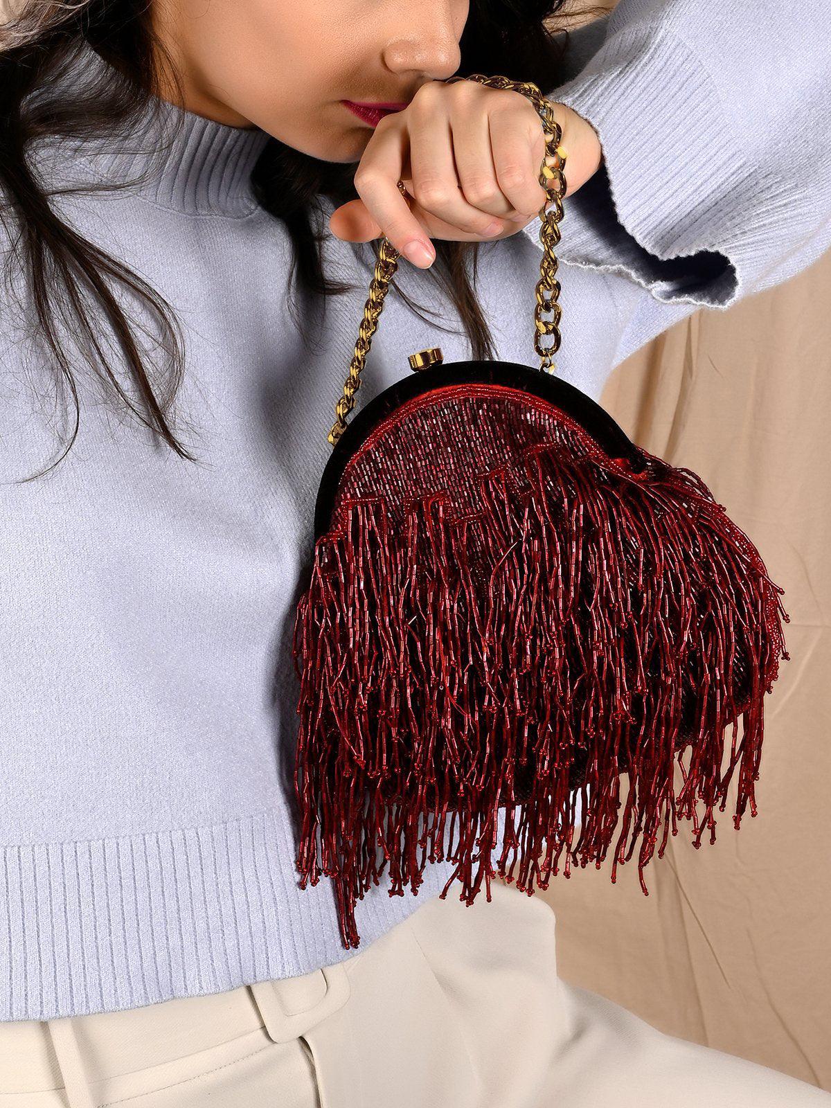 Maroon Pleasing Tassel Batuwa - Odette