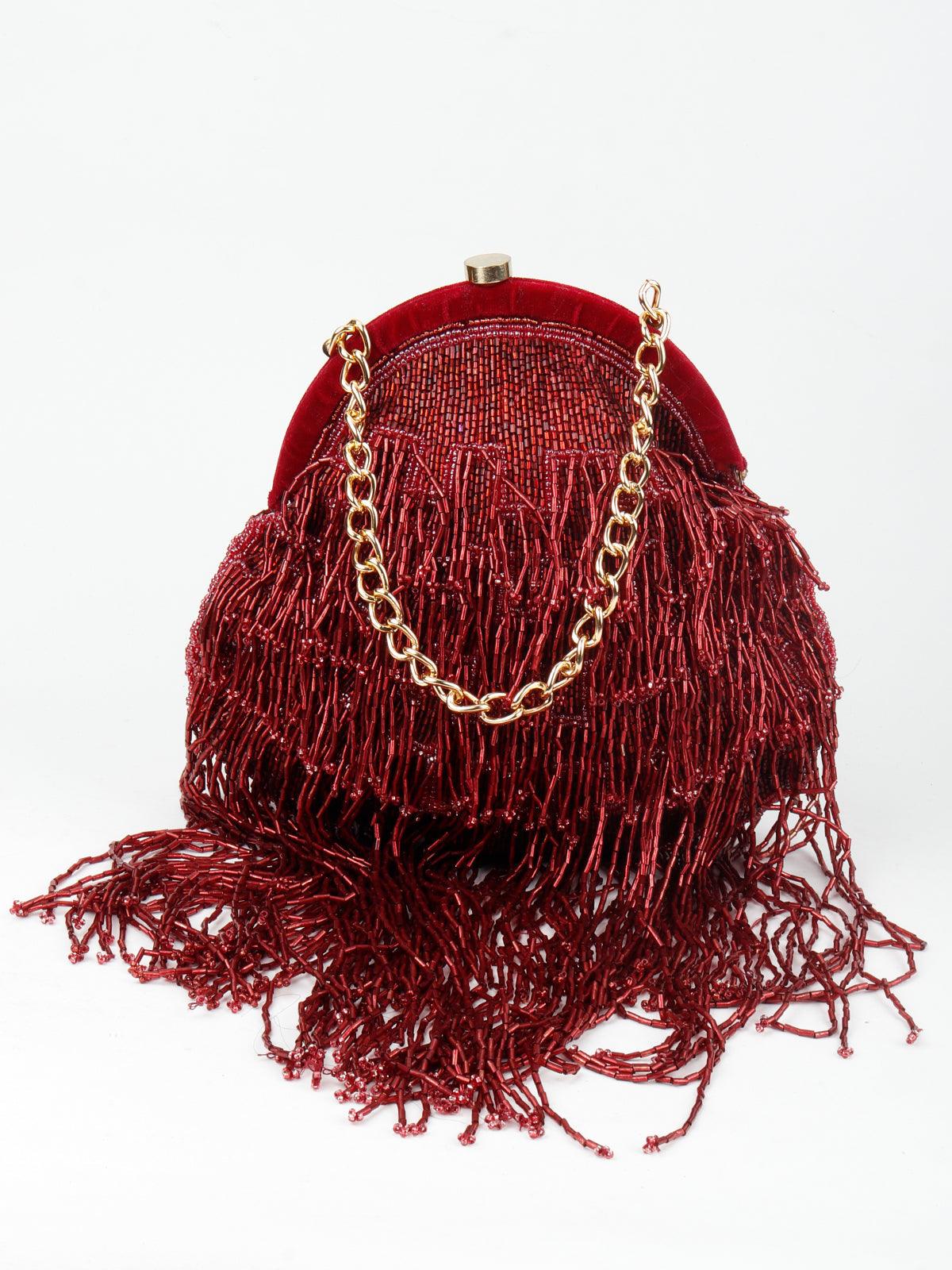 Maroon Pleasing Tassel Batuwa - Odette