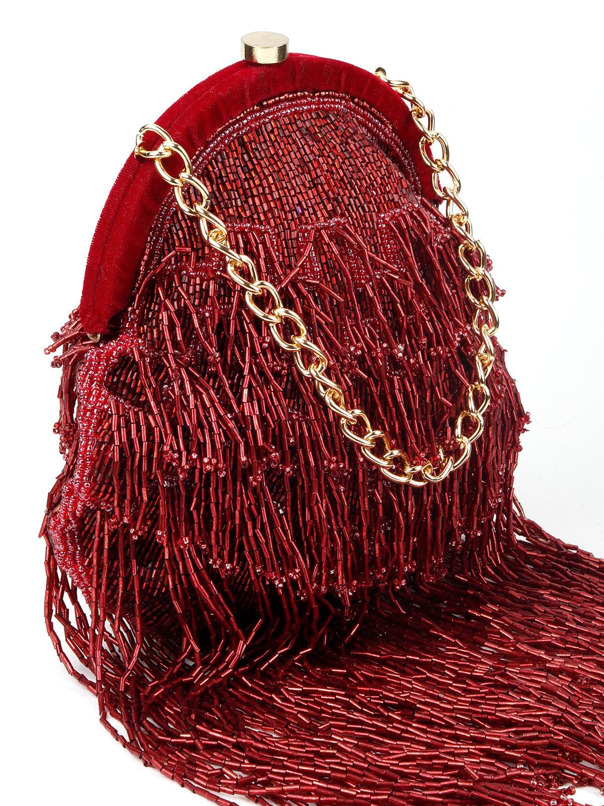 Maroon Pleasing Tassel Batuwa - Odette