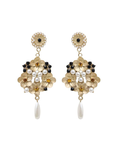 Matted Golden Chiselled Dangle Earrings - Odette