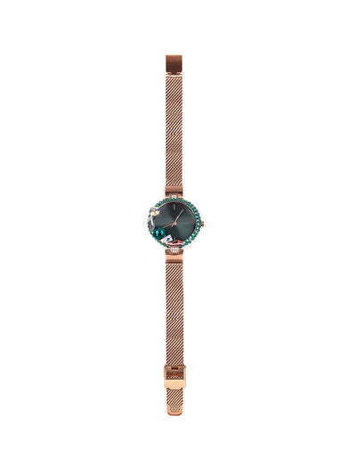Metal gold tone band wristwatch for women - Odette