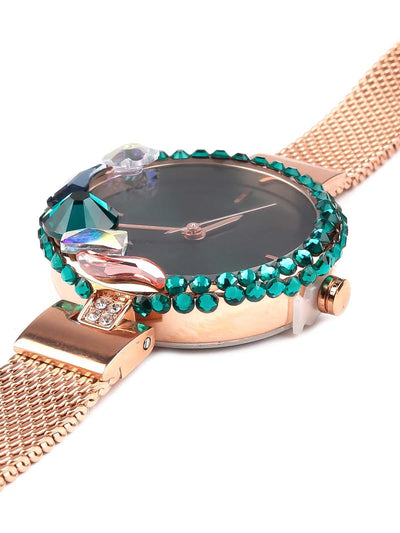 Metal gold tone band wristwatch for women - Odette
