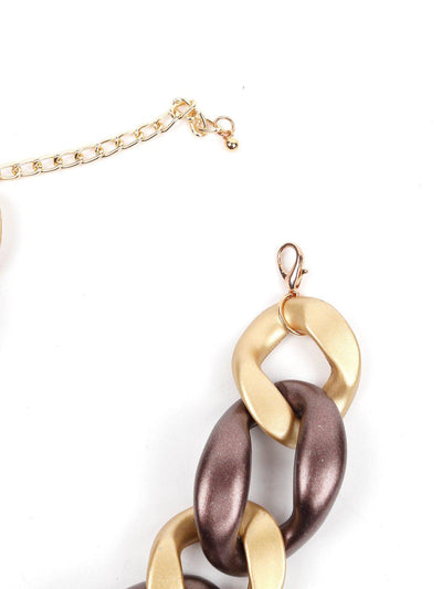 Metallic Purple And Gold Chunky Necklace - Odette