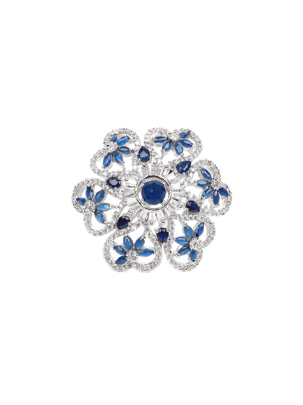 Might Blue Floral Ring - Odette