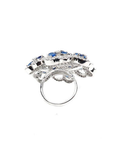 Might Blue Floral Ring - Odette
