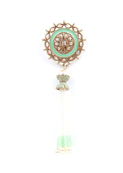Mint and Gold Ethnic Dangle Earrings - Odette