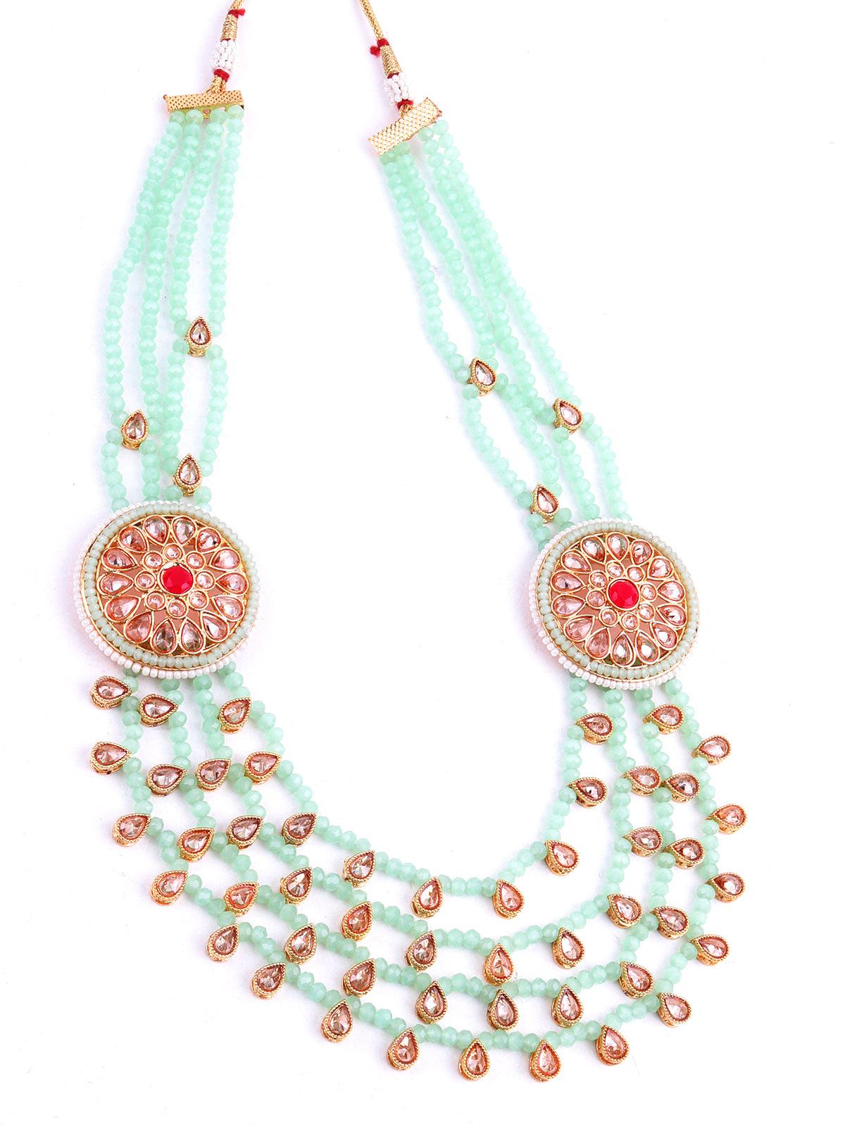 Mint Green Kundan Necklace Set - Odette