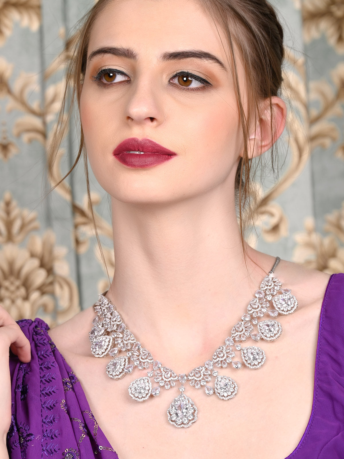 Odette Women White Stone Necklace Set