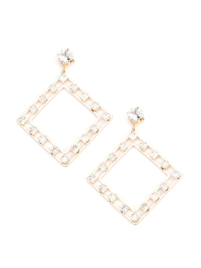 Modern Square Earrings With Stones - Odette