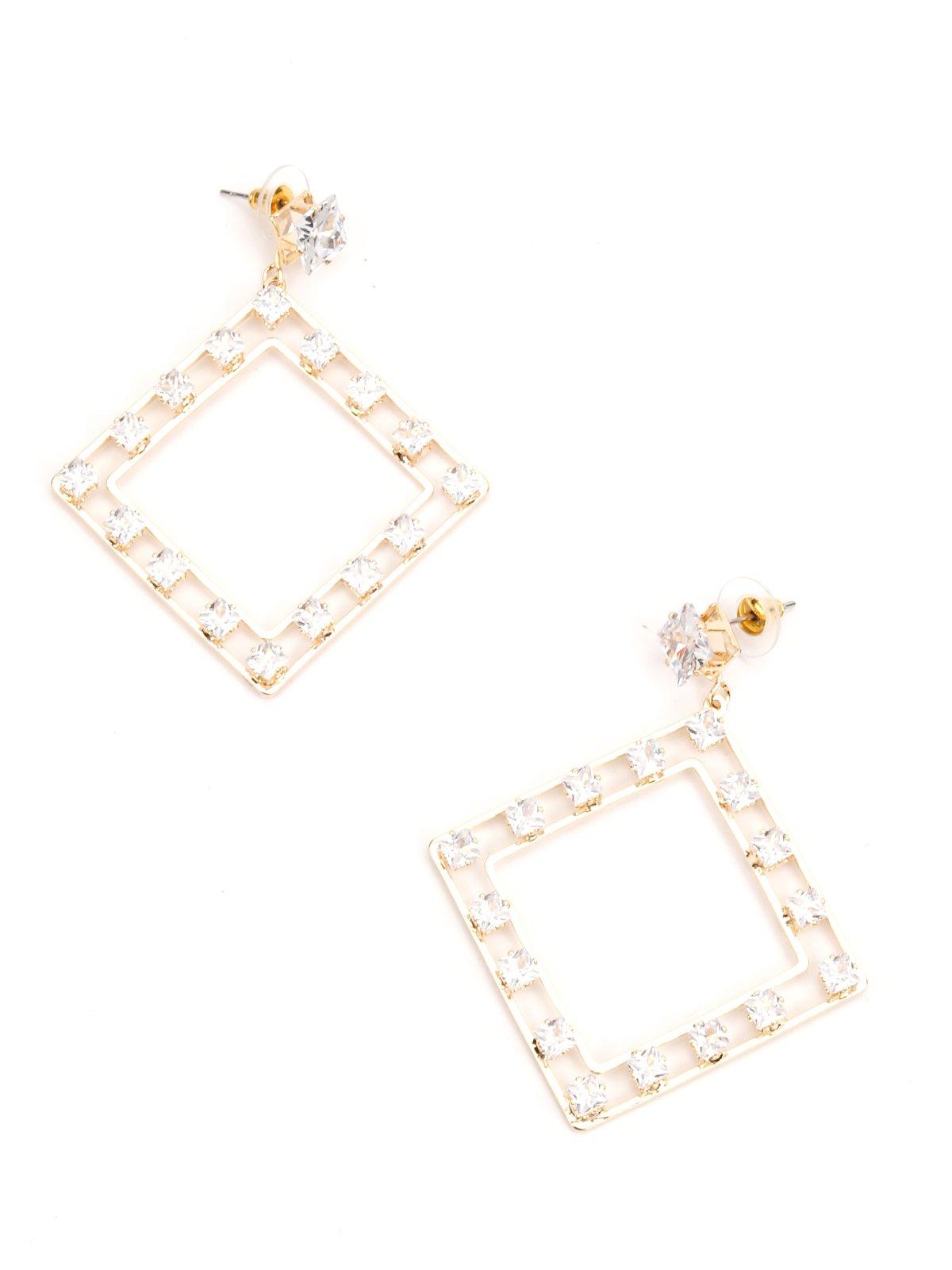 Modern Square Earrings With Stones - Odette