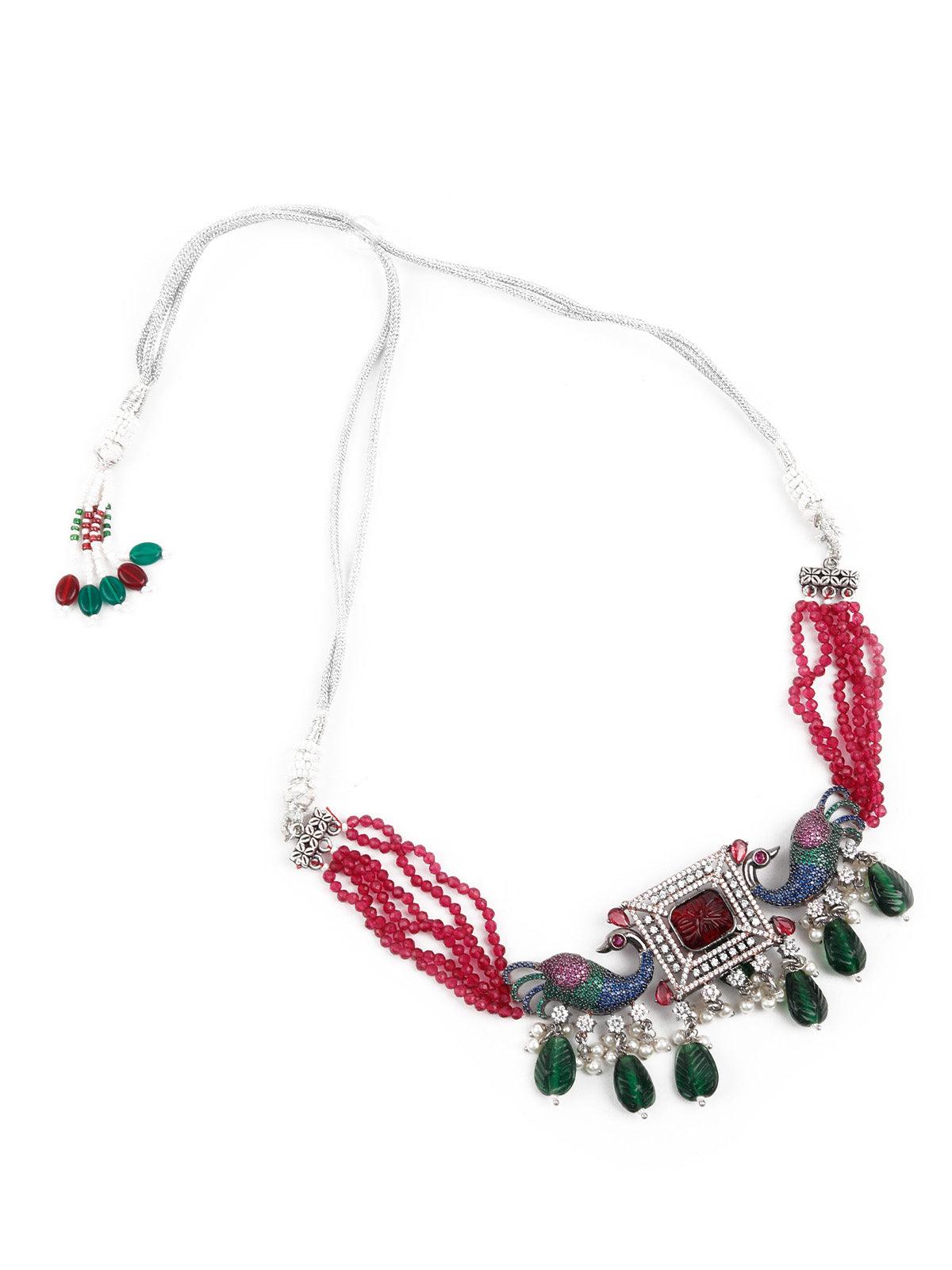 Multi Colored  Choker Necklace Set - Odette