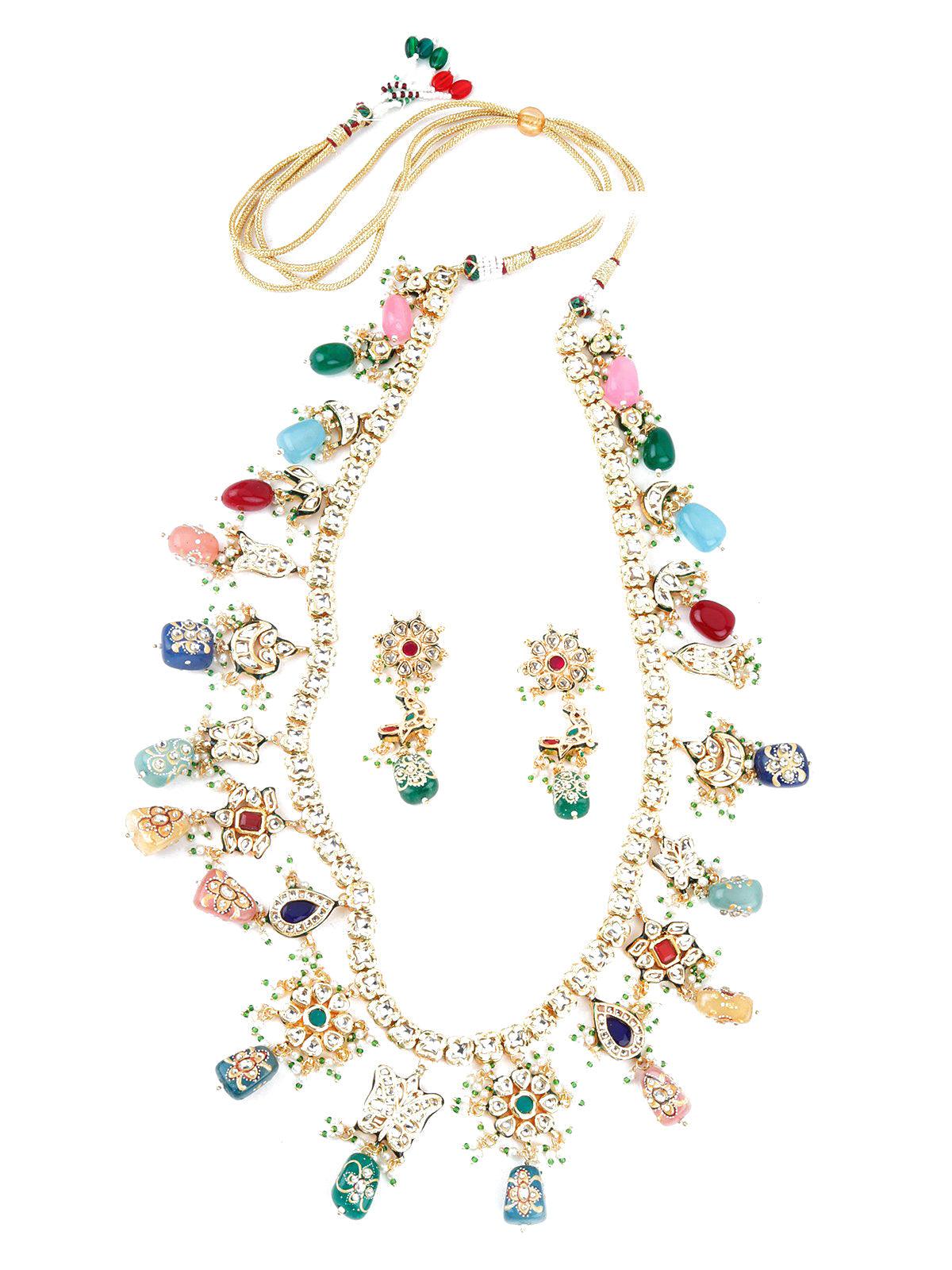 Buy Multi-Coloured Stone Enticing Long Onyx Necklace Set Online. – Odette