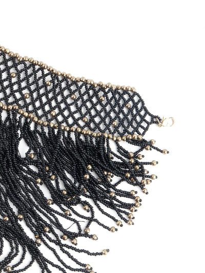Multi-layered Black and Golden beaded Choker Necklace - Odette