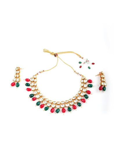 Multicolor Kundan Necklace Set - Odette