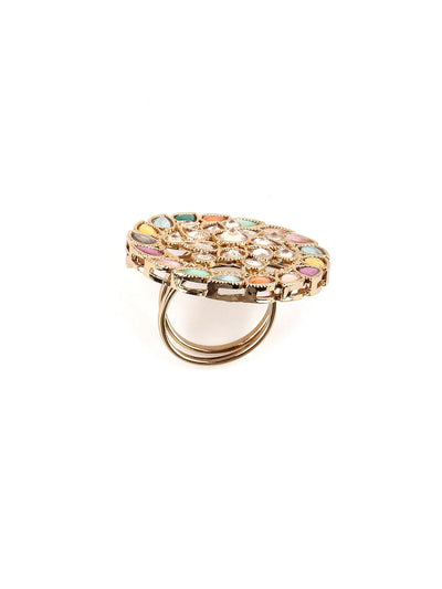 Multicolor Round Finger Ring - Odette