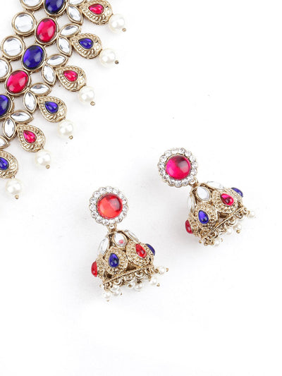 Multicolor with pearls Necklace Set - Odette