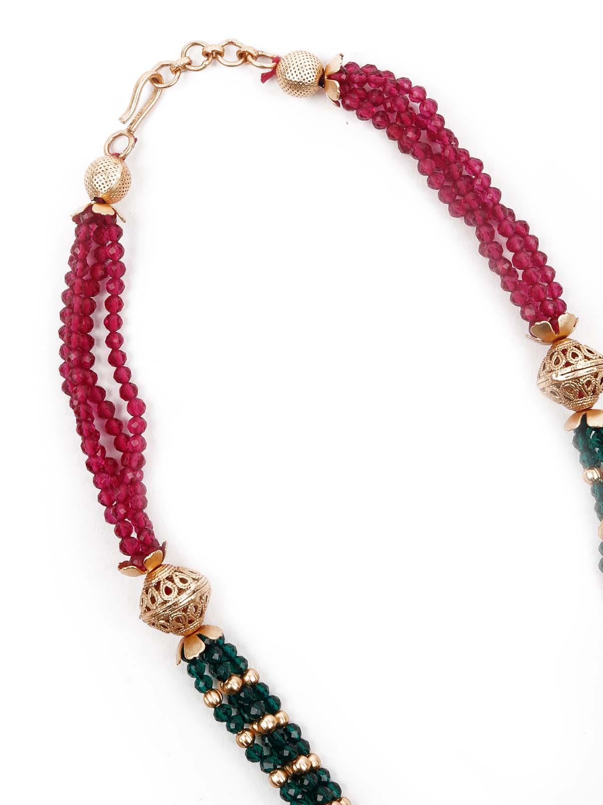 Multicolored Ethnic Long Necklace Set - Odette