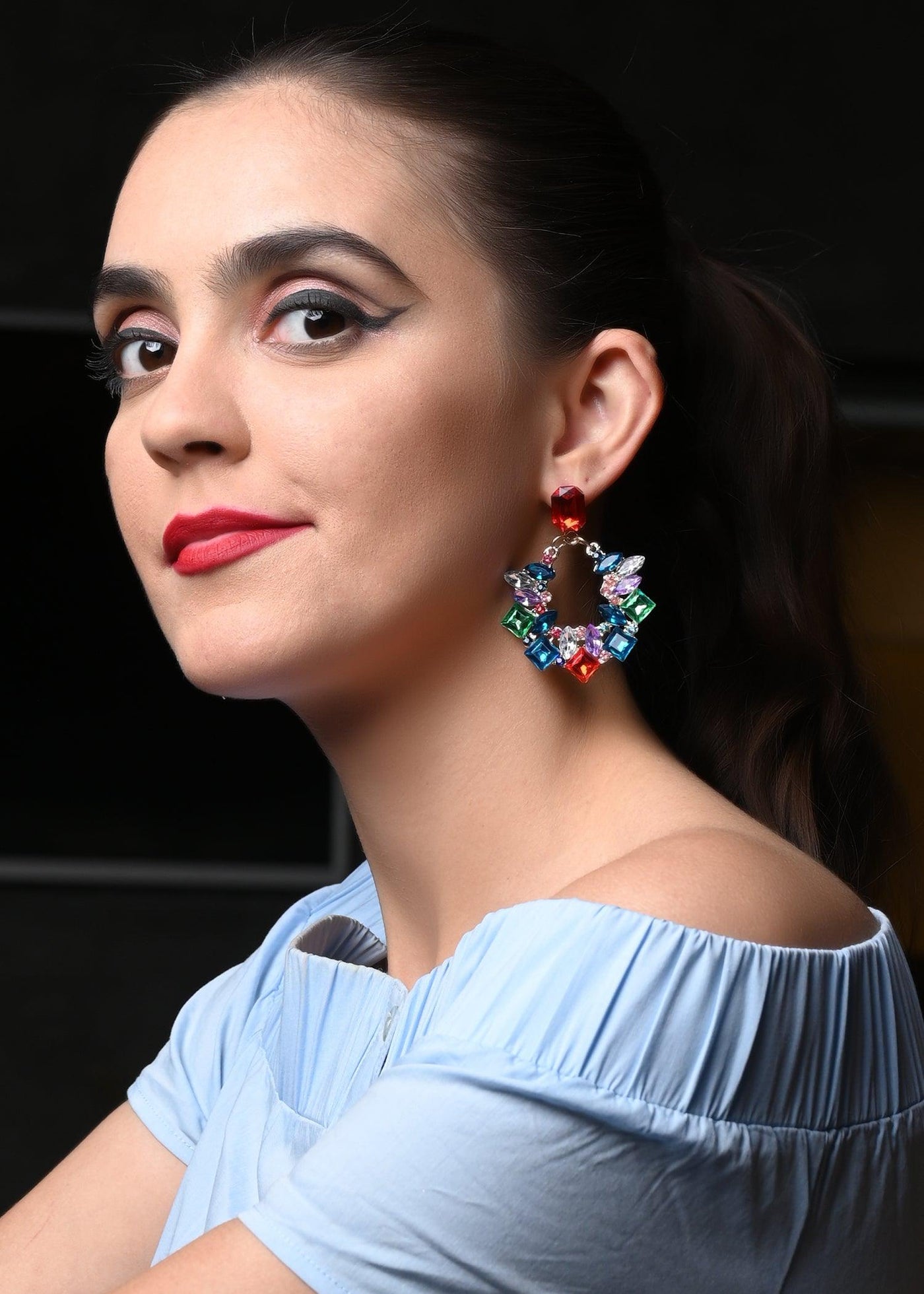 Multicolour Chandbali Pattern   Earring - Odette