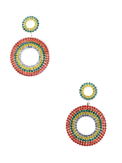 Multicolour Crystal Dangle Earring - Odette