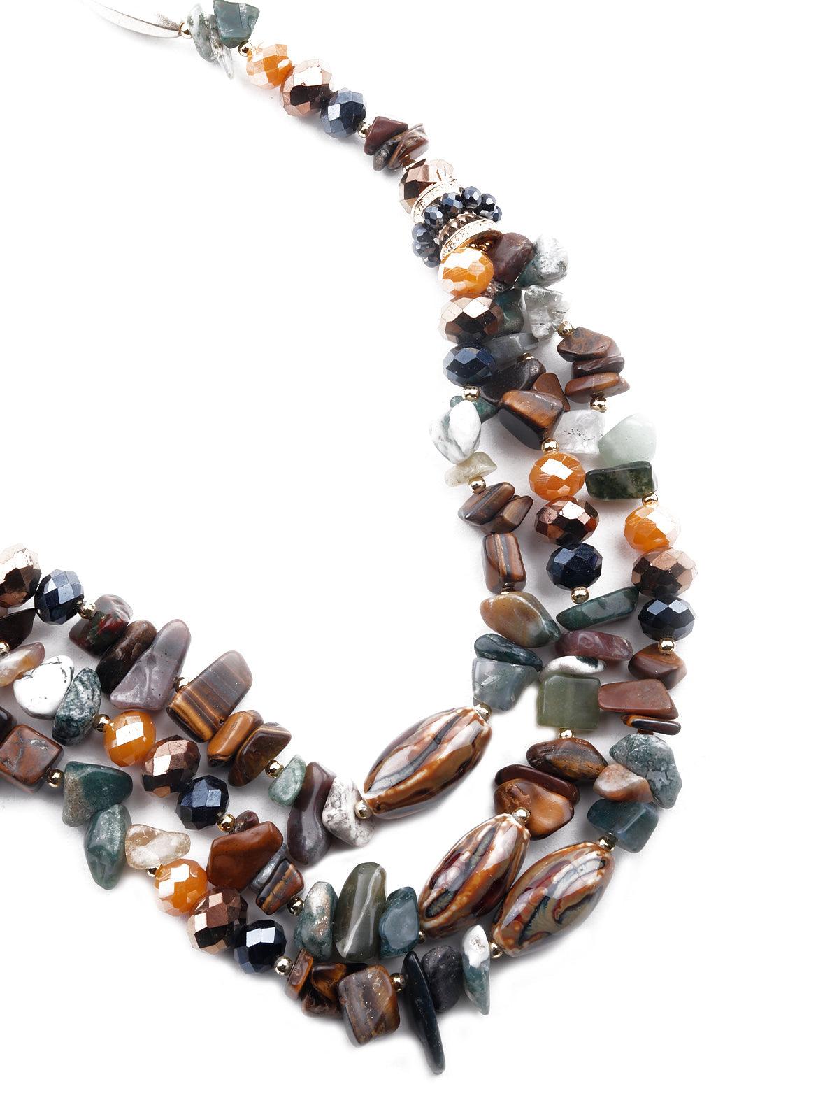 Multicoloured beachy layered necklace - Odette