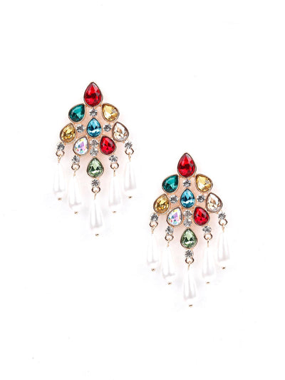 Multicoloured Chandelier drop statement earrings - Odette