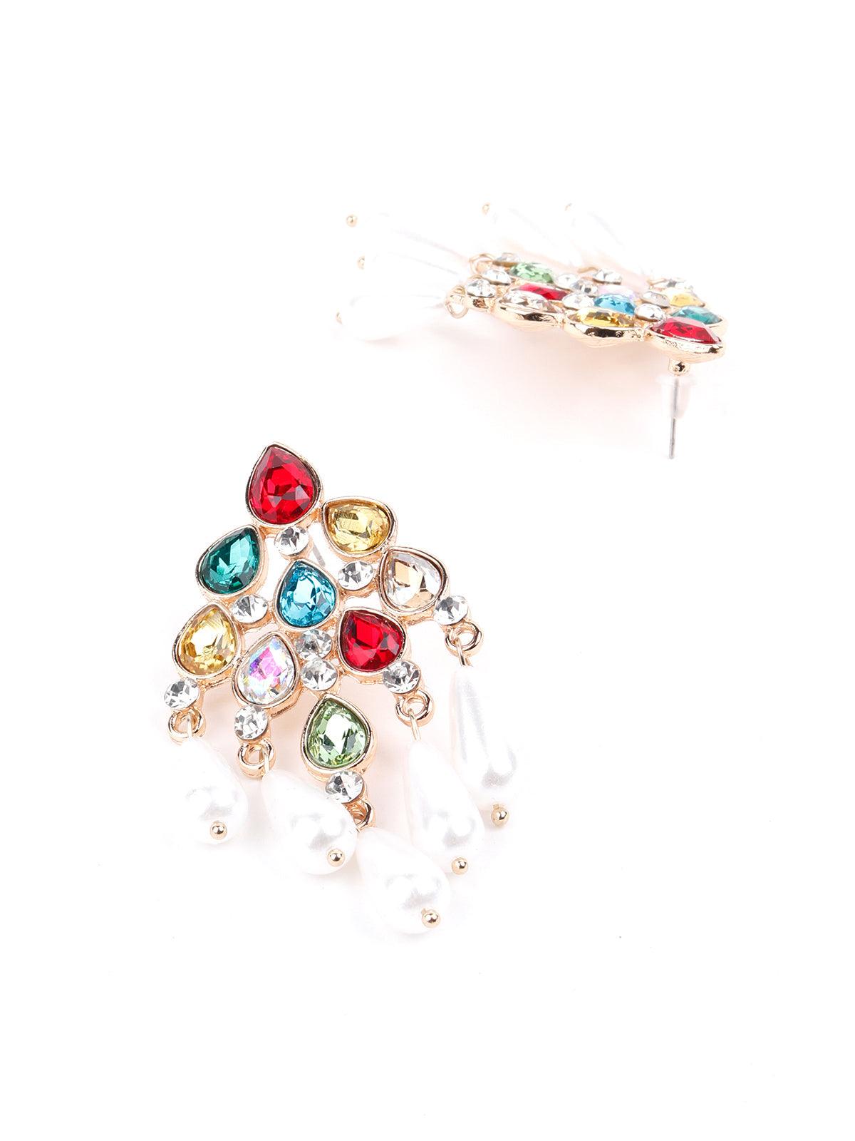 Multicoloured Chandelier drop statement earrings - Odette