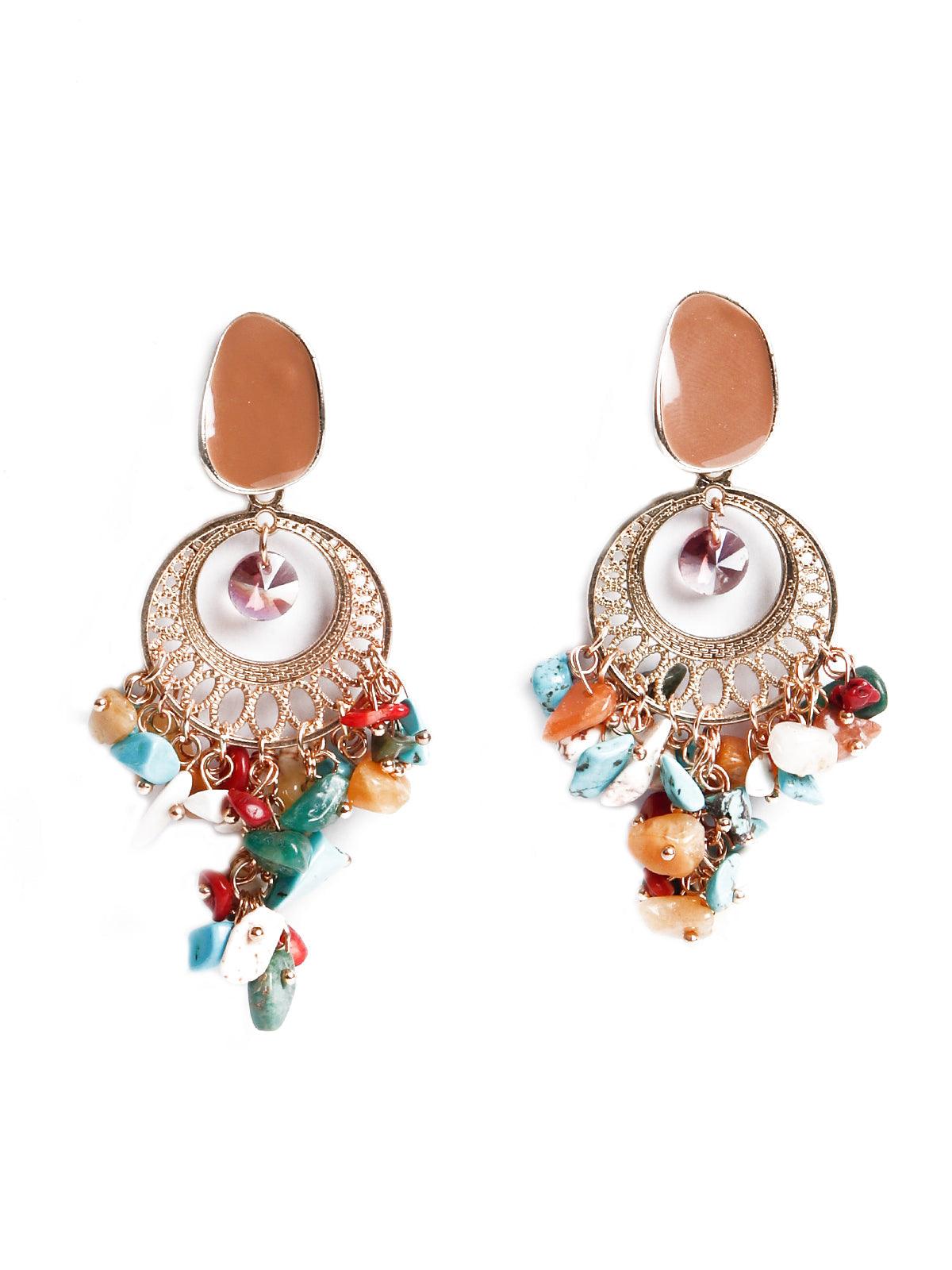 Multicoloured clustered drop earrings - Odette