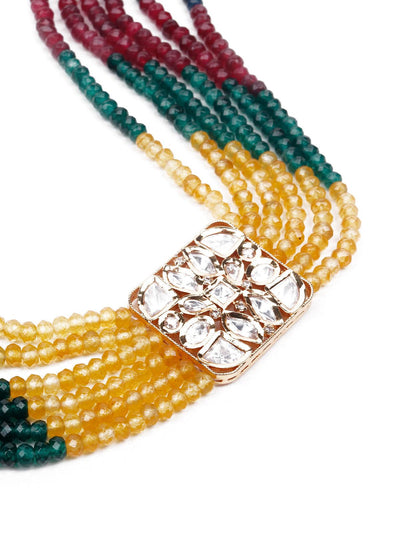Multicoloured multilayered beaded choker necklace set - Odette
