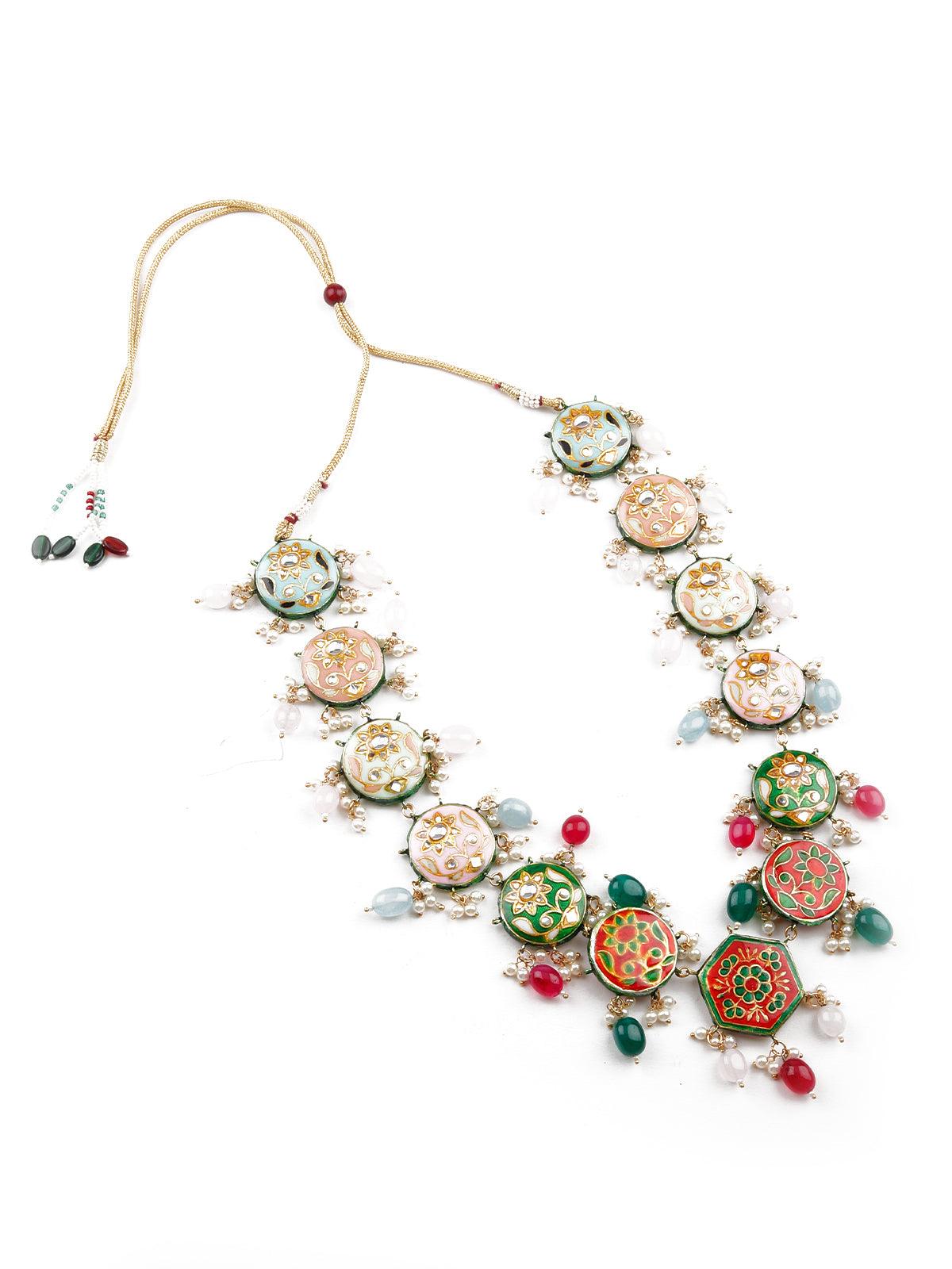 Multicoloured pastel coloured necklace set - Odette