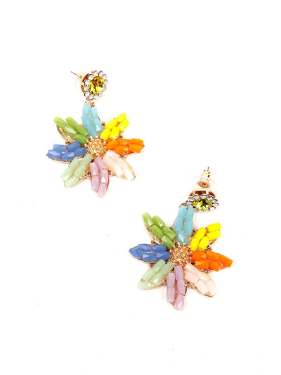 Multicoloured rhinestones floral earrings - Odette