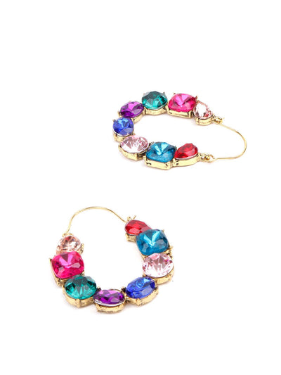 Multicoloured rounded artifical hoop earrings - Odette
