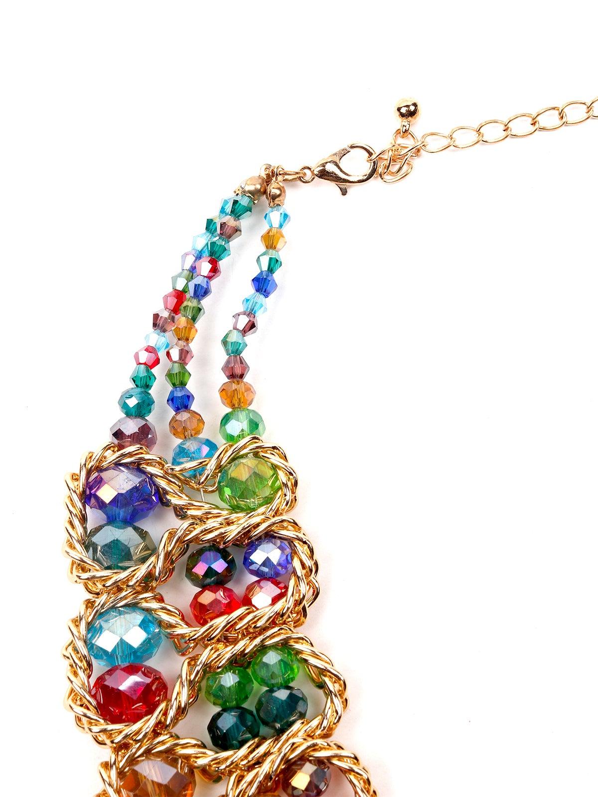 Multicoloured Sparkling Beaded Necklace Set - Odette