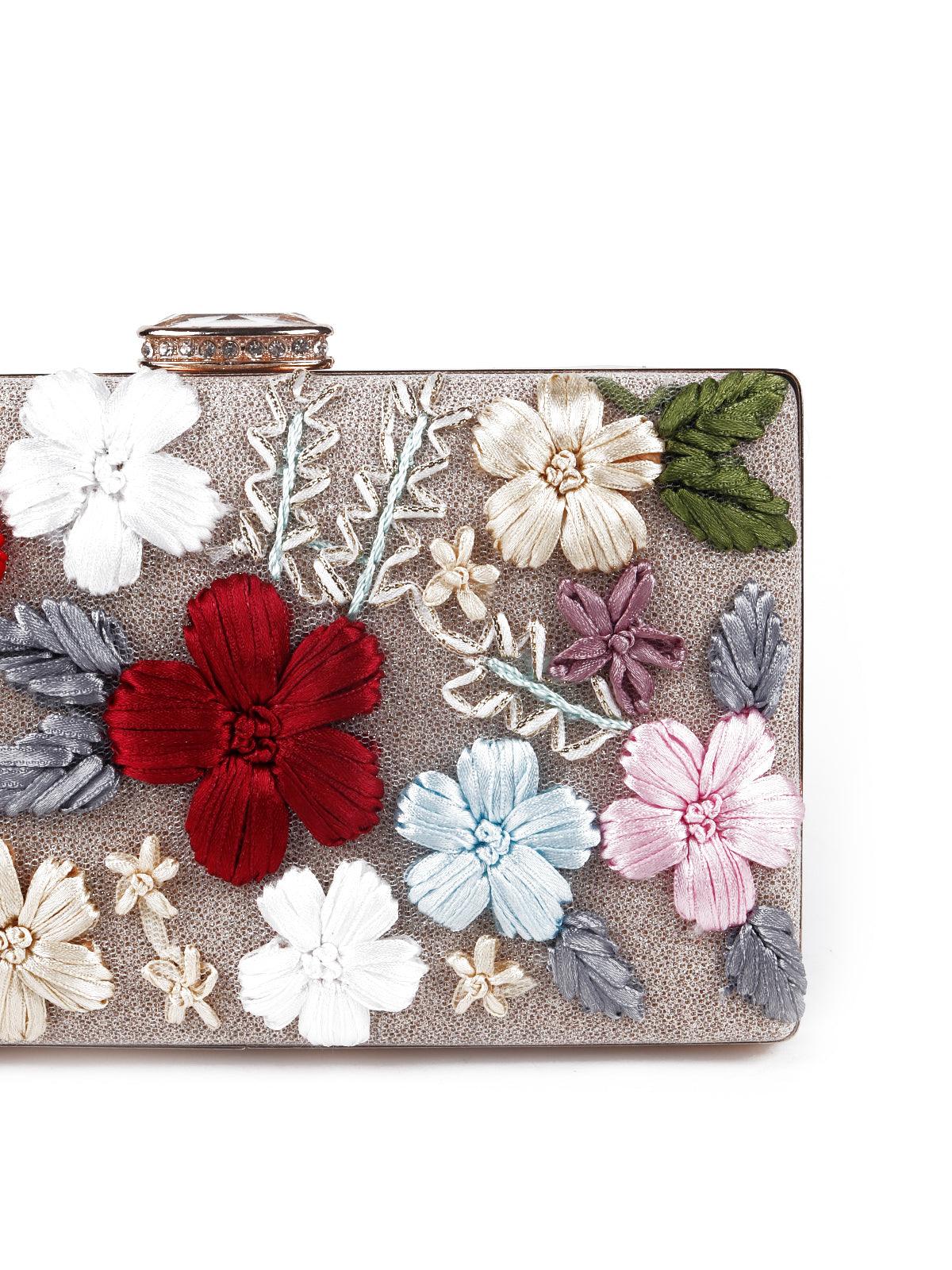 Multicoloured stunning floral box sling bag - Odette
